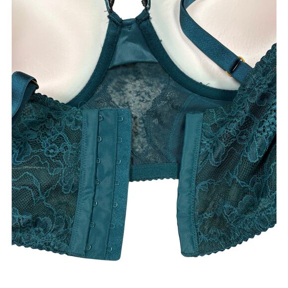 Victoria’s Secret Very Sexy Push-up Corset Bra Women's 38D Teal Black Lace - Picture 6 of 8